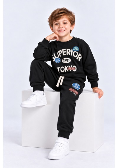 Ahengim Erkek Çocuk Superior Tokyo Baskılı 2 Li Eşofman Takımı Günlük Pamuklu Alt Üst Set Ak116 Siyah Ahengim Erkek Çocuk Superior Tokyo Baskılı 2 Li Eşofman Takımı Günlük Pamuklu Alt Üst Set Ak116 Siyah