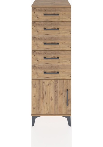 Hyperion Dolap 5 Çekmeceli Tek Kapaklı 44x44x134 Çam-çam Çam