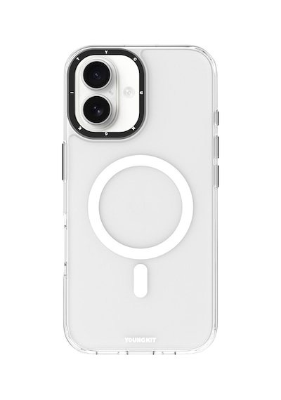 Apple Uyumlu iPhone 16 Kılıf Magsafe Şarj Özellikli Cam Arka Yüzey Tpu Youngkit Gemstone Serisi Kapak Şeffaf