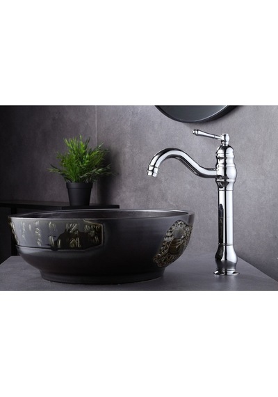 İsaoğlu Yapı Gümüş Çanak Lavabo Bataryası Krom Lavabo Musluğu Polina Çanak Armatür Banyo Bataryası Gümüş