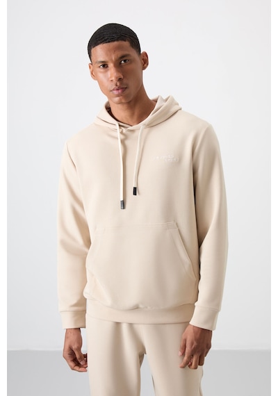 Tommy Life Bej Pamuklu Kalın Yumuşak Dokulu Comfort Fit Nakışlı Erkek Eşofman Takım - 85255 Bej