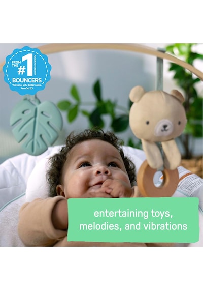 Cozy Spot Yatıştırıcı Bebek Zıpzıpı Ahşap Oyuncaklı Yay, Doğal Kauçuk Oyuncak, Emniyet Kemeri, Müzik Ve Oto Genel