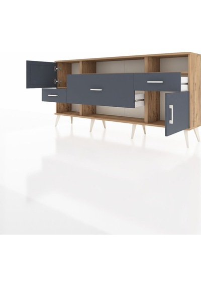 Arges Konsol 3 Raflı 3 Çekmeceli 2 Kapaklı 176x30x83 Çam-antrasit/antrasit Antrasit/antrasit Arges Konsol 3 Raflı 3 Çekmeceli 2 Kapaklı 176x30x83 Çam-antrasit/antrasit Antrasit/antrasit