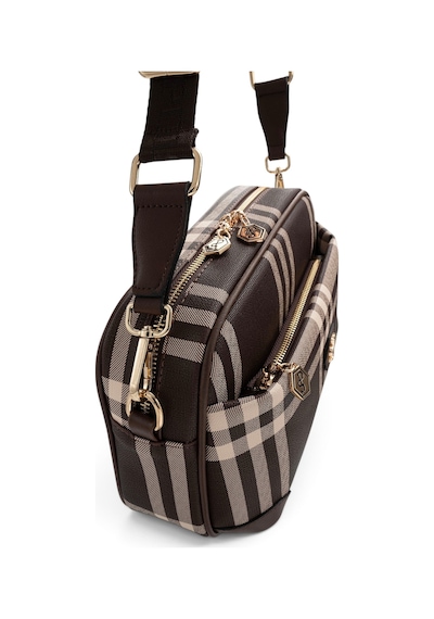 Silver & Polo Silver Polo Kahve - Kahve Çizgili Ekose Kadın Çapraz Çanta Sp1094
