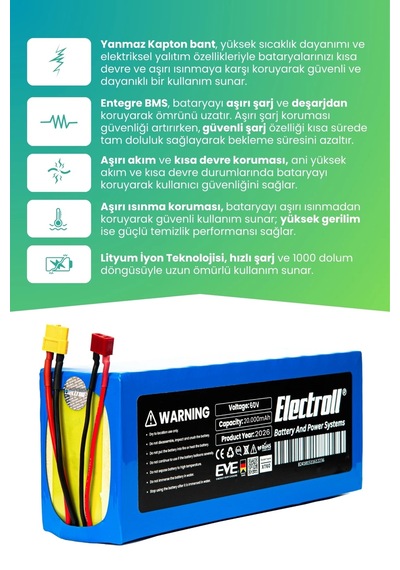 Gorilla G3 Uyumlu Batarya Ultra Yüksek Kapasite 60v 20.000mah Elektrikli Scooter Bataryası Çok Renkli