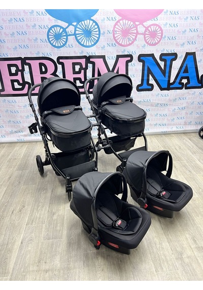 Bebemnas İkiz Yanyana Ayrılıp Birleşen Travel Bebek Arabası + 2 Adet Puset Dahil Tam Set