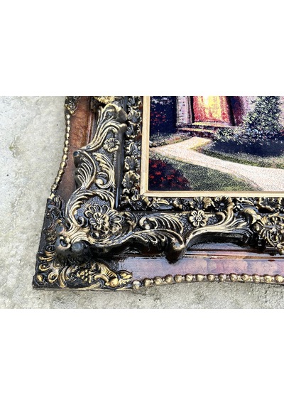 Hobbit Evi Adlı İran Tebriz Halı Tablo 94x75cm - Duvar Halı Kilim Tablo
