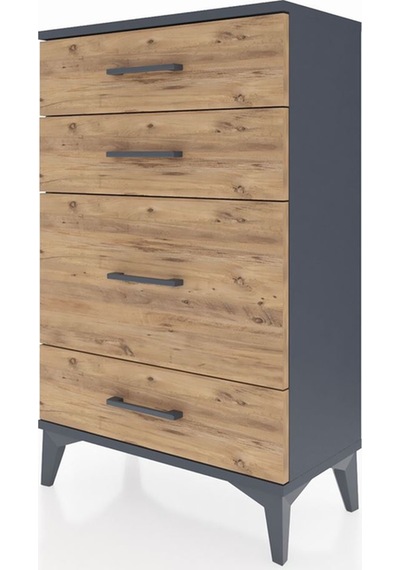 Arges Komodin 4 Çekmeceli 60x30x96 Antrasit-çam Antrasit