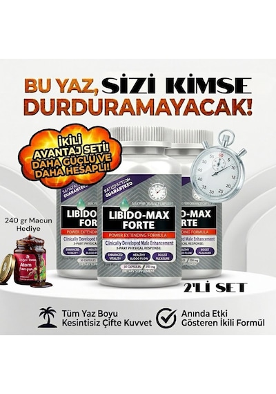 Libido Forte 2 Kutu Erkeklere Özel 2x30'lu Ginsengli Multipower Premium 240 Gr Besin Hediyesiyle