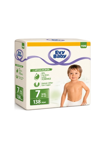 Evy Baby Bebek Bezi 7 Beden 19+ Kg Xxlarge 138 Adet 7 Numara