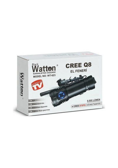 Cree Q8- Xpg 8+1 Led Şarjlı El Feneri Wt-623 Çok  Renkli