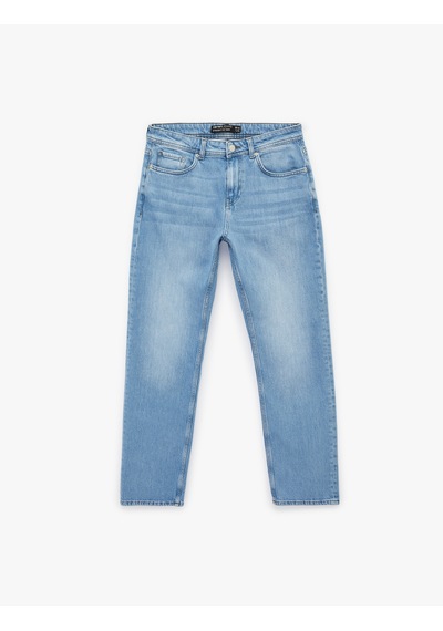 Koton Normal Bel Pamuklu Straight Fit Jean Pantolon - Mark Jean Orta İndigo 6sam40208nd