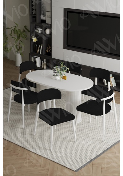 Avvio Lea Bohem Ayak Beyaz Polo Sandalye 80x160 Mutfak Masa Sandalye Takımı Avvio Lea Bohem Ayak Beyaz Polo Sandalye 80x160 Mutfak Masa Sandalye Takımı