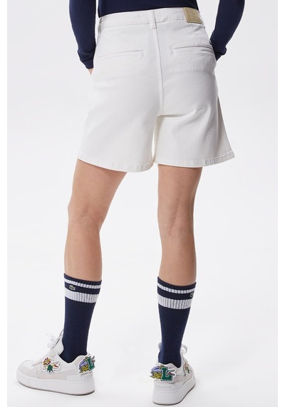 Lacoste Women's Loose Fit Denim White Bermuda Jean Shorts Kadın Bol Kesim Kot Şort Beyaz