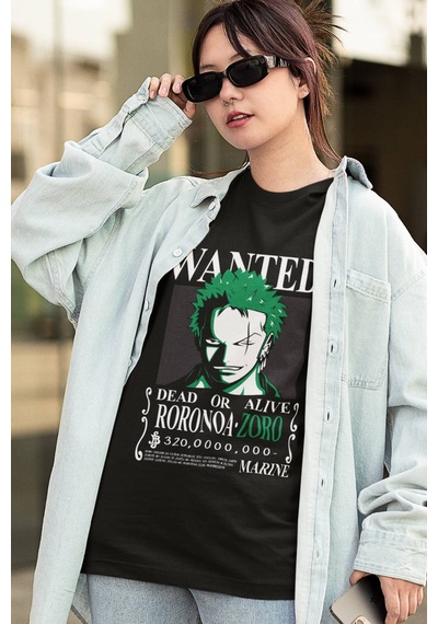 Anime One Piece Zoro Wanted Tişört