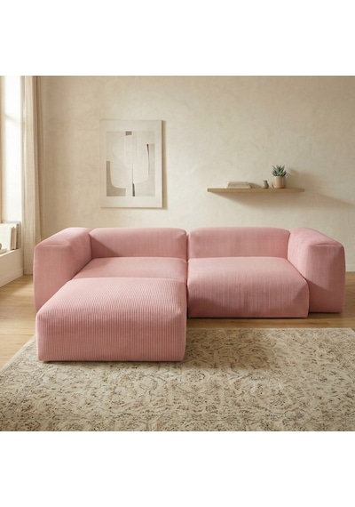 Relax Köşe Koltuk Takımı Sünger Koltuk Kanepe Divan Pembe
