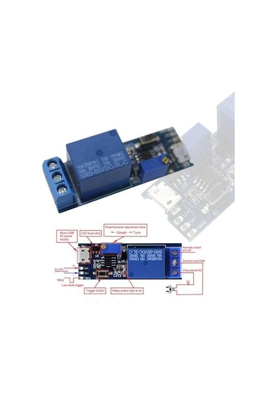 Mikro Usb Güç Ayarlanabilir Gecikme Röle 5 V 30 V Tetik Gecikme
