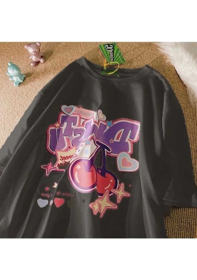 Kozia Outdoors Malkoçbey Visne Baskılı Oversize Unisex Basic T-shirt SIYAH