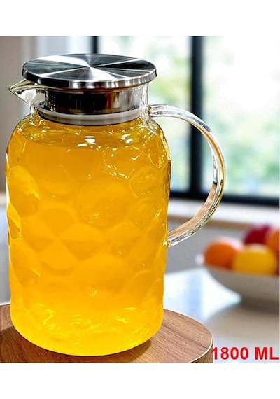Borosilikat Cam Metal Kapaklı Lüks Sürahi 1800ml 193