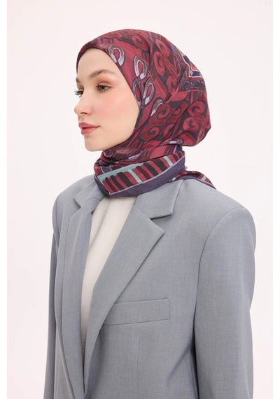 Silk Home Dört Mevsim Antik Motif Viskon Velora Eşarp 6421 Eflatun