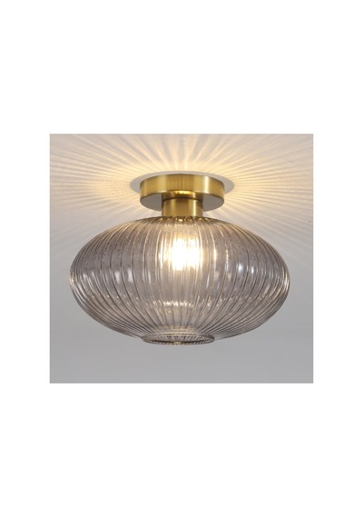Mylights Modern Füme Cam Tavan Aydınlatma E27 Duylu Gold Gövde Avize Siyah