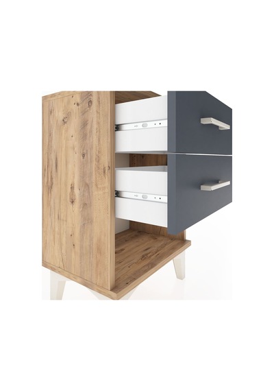Arges Komodin 2 Çekmeceli 44x30x64 Çam-antrasit Atlas Çam