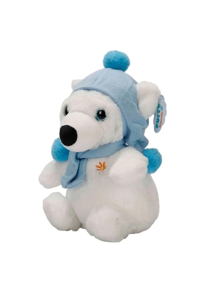 Trust Store Şapkalı Ve Atkılı Peluş Kutup Ayısı 30 Cm Yumuşacık Dolgulu Sevimli Oyuncak Beyaz