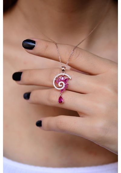 Papatya Silver 925 Ayar Gümüş Rose Kaplama Girdap Tasarım Kolye