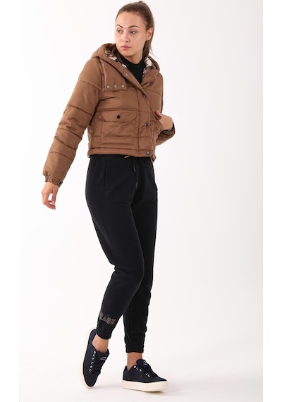 Maraton Sportswear Regular Kadın Kapşonlu Uzun Kol Basic Taba Mont 21288-taba Taba