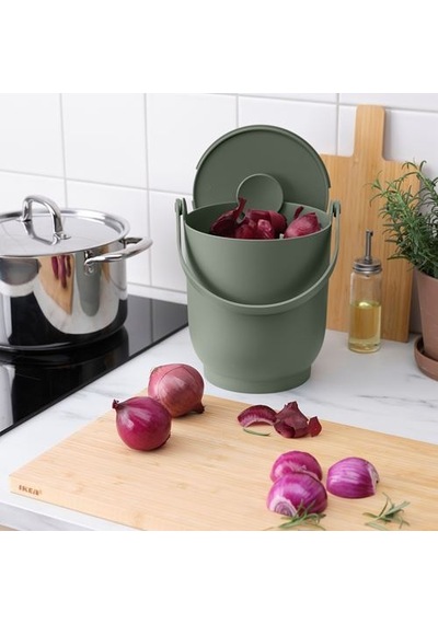Ikea Farmarkvast Çöp Kutusu, Gri-yeşil, 4 Lt