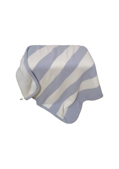 Bebe3 İplik Çizgili Biyeli Wersoft Triko İçi Polarlı Kışlık Battaniye 80 X 80 Cm Mavi Mavi
