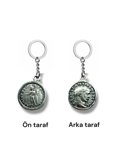 Constantine Figürlü Denarius Roma Para Anahtarlık Çift Taraflı 1 Adet Unisex Aksesuar