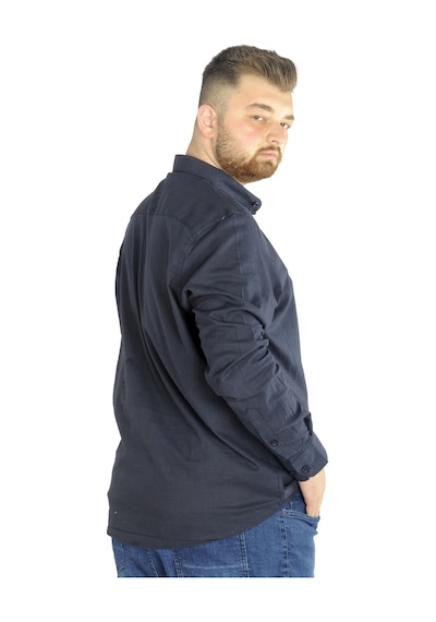 Mode Xl Büyük Beden Erkek Keten Likralı Ukol Hakim Yaka Gömlek 20388 Lacivert 001