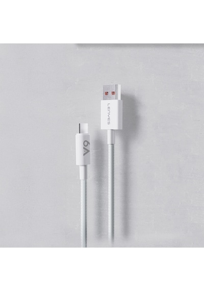Lenyes Lc518 Usb-a To Type-c 6a Örgü Tasarımlı Hızlı Şarj Özellikli Data Ve Şarj Kablosu 66w 1m Gri Gri