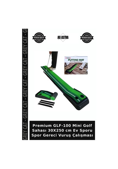 Premium Glf-100 Mini Golf Sahası 30x250 Cm Ev Sporu Spor Gereci Vuruş Çalışması Çok Renkli