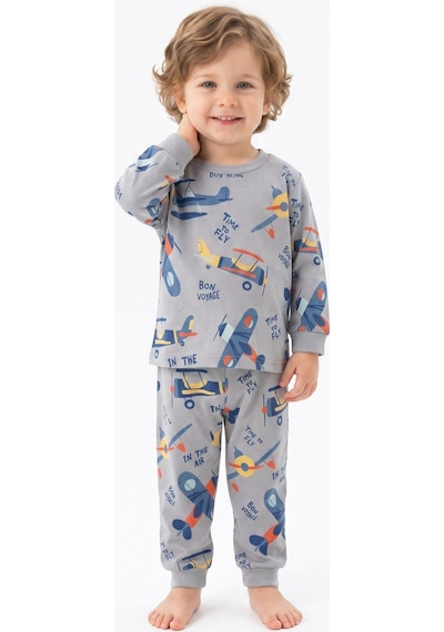 Modanıno Erkek Çocuk %100 Pamuk Pijama Takımı 9-36ay 12737ıs Füme