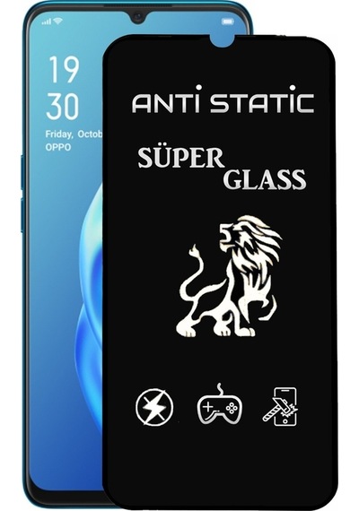 Oppo Uyumlu A91 Tam Kaplayan Anti Statik Dayanıklı Ekran Koruyucu Süper Cam