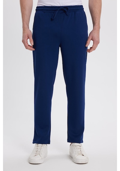 Tudors Erkek Slim Fit Dar Kesim Beli Bağcıklı 3 Cepli Geniş Paça Lacivert Eşofman Altı-41910 Lacivert