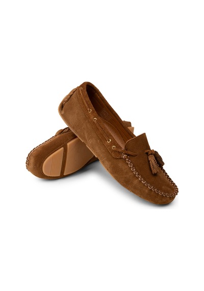 Deery Kadın Hakiki Süet Taba Rengi Püsküllü Loafer - Dl506ztbac01