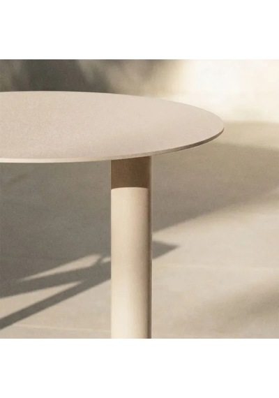 Paledin Design Magna Yan Sehpa Modern Yuvarlak Çelik Koltuk Yanı Sehpası Granit Grisi 40x40x50 Cm Toprak
