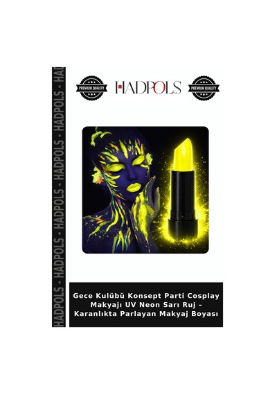 Gece Kulübü Konsept Parti Cosplay Makyajı Uv Neon Sarı Ruj Karanlıkta Parlayan Makyaj Boyası Belirtilmemiş