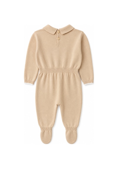 Babyhola Unisex Triko Patikli Bebek Tulum 5603 Bej