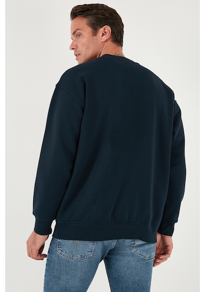 Buratti Regular Fit Bisiklet Yaka Pamuklu Içi Tüylü Yumuşak Şardonlu Erkek Sweat 5905255 Koyu Lacivert