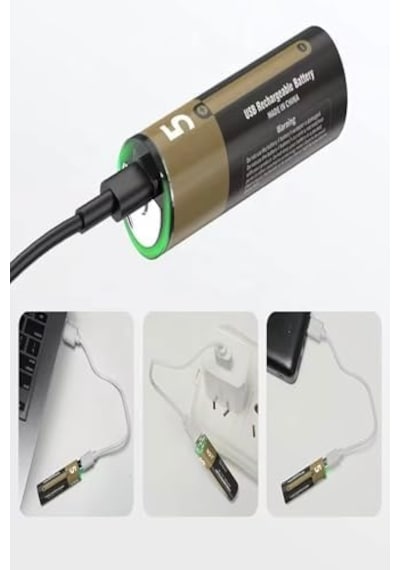 Usb Type-c Şarjlı Aa Pil 1.5v 1000+ Kez Şarj Edilebilir Lityum Kalem Pil 2'li Paket