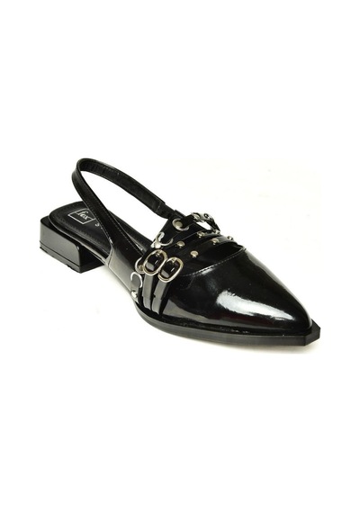 Fox Shoes U518700508 Siyah Rugan Alçak Topuklu Kadın Ayakkabı Siyah
