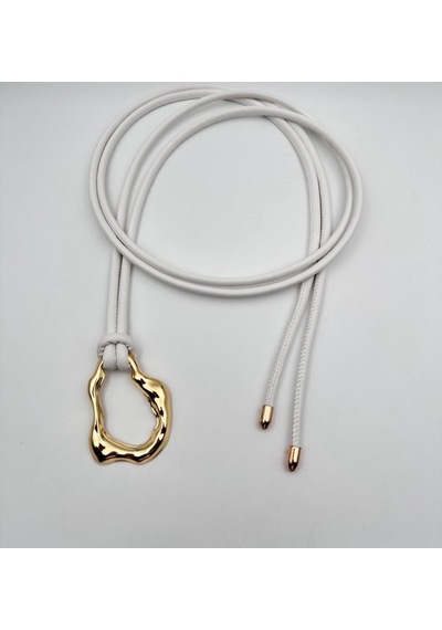 Öznora Modern Tasarım Gold Tokalı İp Kemer Kadın Bel Kemeri Beyaz