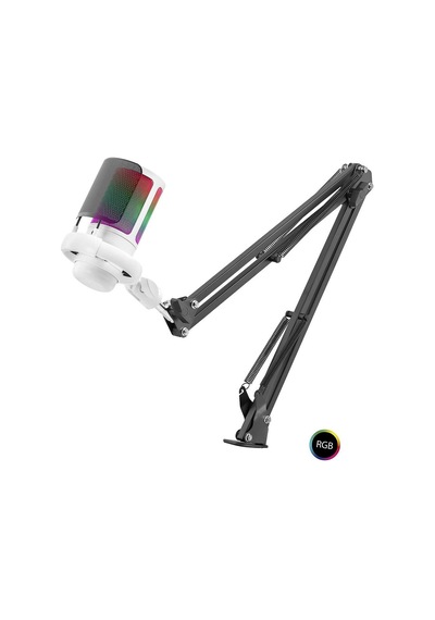 Rgb Mikrofon Seti Boom Mikrofon Kolu Type-c 192khz 24bit Beyaz Me6s35w Evimdeyokyok