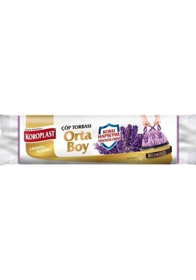 Koroplast Lavanta Büzgülü Orta Boy Çöp Torbası 6 Adet Mor 55 x 60 CM