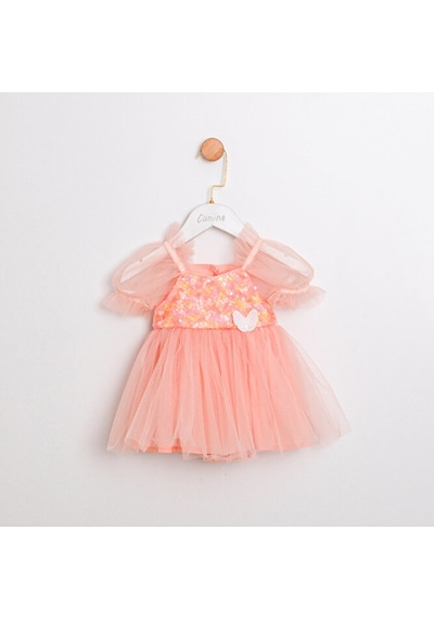 Berry Pul Payetli Kız Bebek Romper Somon