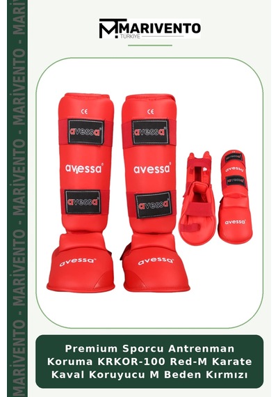 Premium Sporcu Antrenman Koruma Krkor-100 Red-m Karate Kaval Koruyucu M Beden Kırmızı